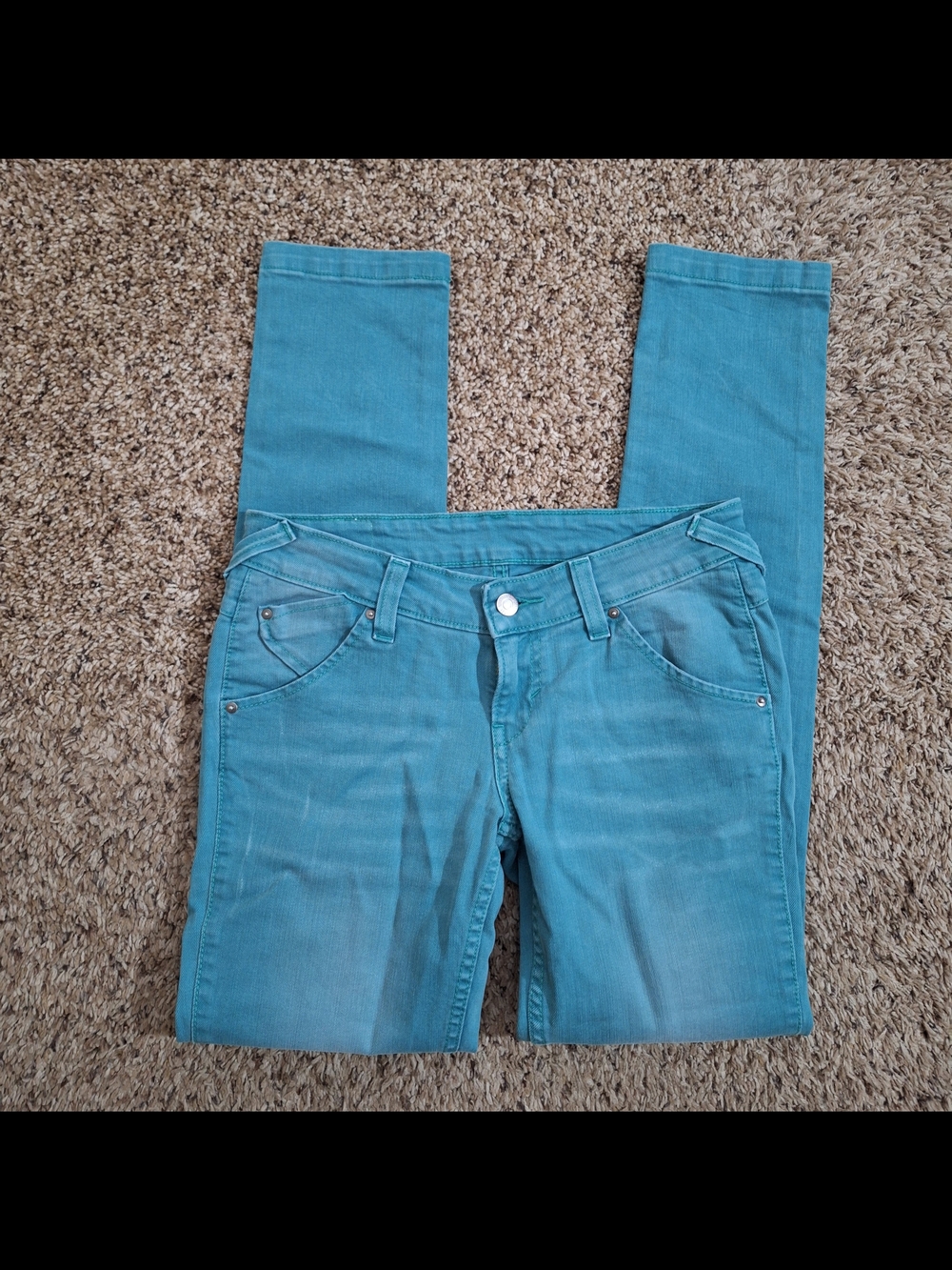 Vintage 2012 Levi's Bright Aqua Low Rise Skinny Jeans - Size 27